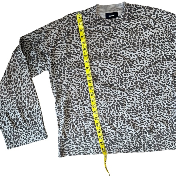 NWT Monrow Brown Leopard Modern Mock Neck Sweater Cashmere Blend L Large - Picture 7 of 9
